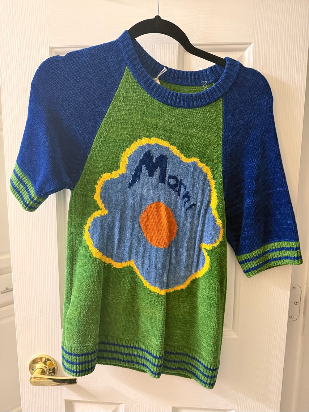 Marni Green & Blue Flower Knit Top with Orange Accent